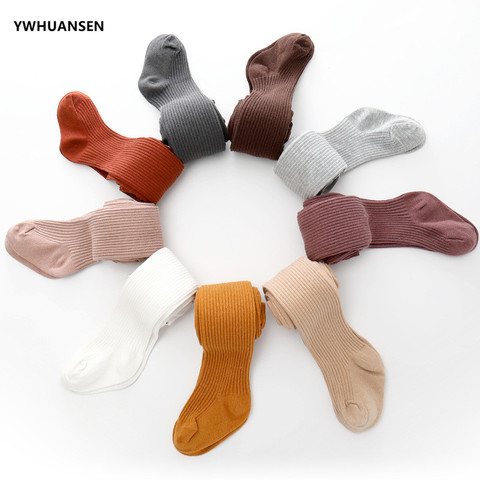 YWHUANSEN 0 a 6 años medias de doble aguja de algodón para niños, pantimedias de primavera Otoño Invierno para niños y niñas, medias de Color caramelo sólido ► Foto 1/6