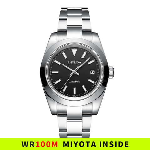 Reloj de pulsera para hombre, accesorio masculino de pulsera resistente al agua con mecanismo automático de mecanismo Miyota de 39mm, esfera negra, 100M de longitud ► Foto 1/4