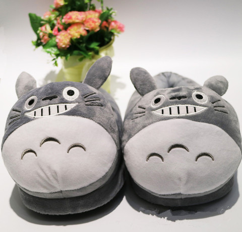 Zapatillas antideslizantes de algodón con relleno suave para mujer, zapatos Kawaii de invierno con Gato Totoro gris, para estar en casa, mi vecino Totoro ► Foto 1/6