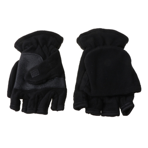 Guantes de invierno con forro Polar para hombre y mujer, guantes de doble capa, gruesos, convertibles, sin dedos, con pantalla táctil, cálidos ► Foto 1/6