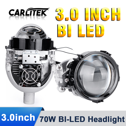 Carlitek-2 uds. Bi-led de proyector de lentes, Bombilla H1 9005 9006 H4 H7, lámparas LED para faros delanteros, rediseño de coche, lente de haz Hi/Lo SA ► Foto 1/1