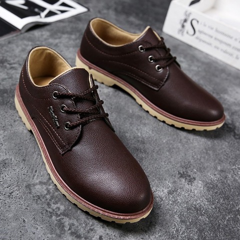 Zapatos de vestir de cuero Oxford para hombre, mocasines informales con cordones, cómodos, a la moda, para oficina ► Foto 1/6