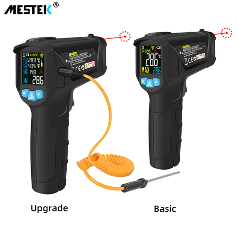 Termómetro Digital infrarrojo, medidor de temperatura láser, pirómetro sin contacto, higrómetro IR, alarma de luz LCD a Color ► Foto 1/6