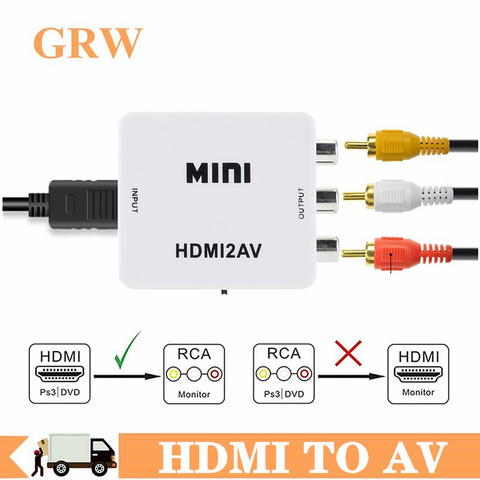 Gran oferta de HDMI a RCA AV/Adaptador CVBS HD caja convertidora de vídeo HDMI a RCA AV/CVSB L/R Video 1080P Mini HDMI a AV compatible con NTSC y PAL ► Foto 1/6