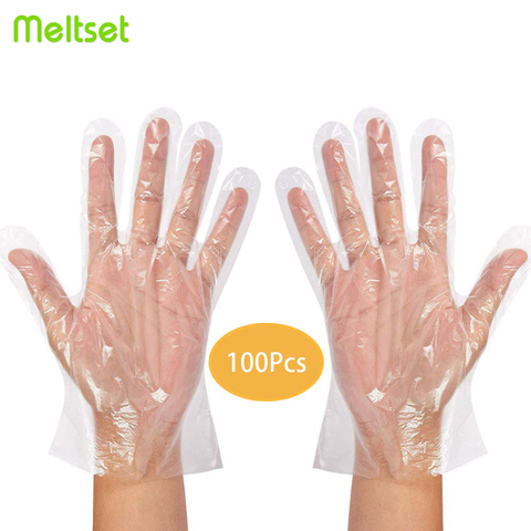 Guantes desechables de plástico transparente, guantes para cocinar en barbacoa, para el Hogar, baño, guantes sanitarios para la limpieza de la cocina ► Foto 1/6