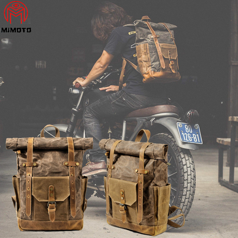 Bolsa lateral para motocicleta clásica Vintage para hombre, bolso de cuero de lona para SILLÍN, bandolera de hombro para Moto todoterreno, mochila para ordenador portátil ► Foto 1/6