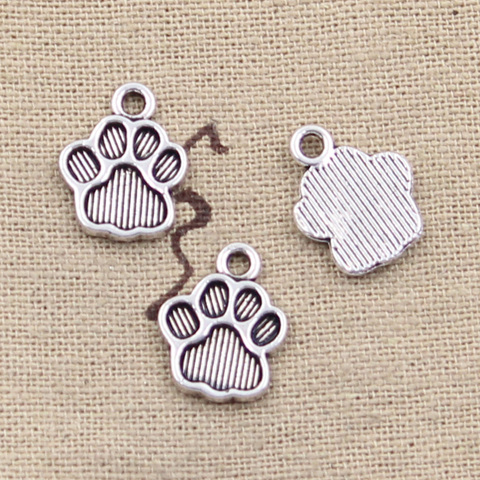 30 Uds. Pezuña de gato y perro de abalorios de oso, colgantes de Color plata antigua de 15x12mm, collar artesanal hecho a mano, joyería tibetana ► Foto 1/1