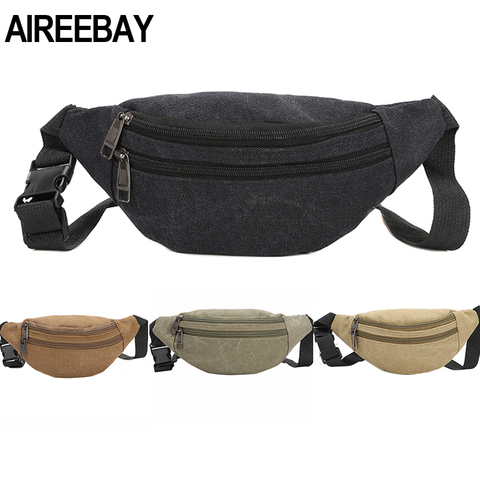 AIREEBAY-riñonera informal funcional para dinero y teléfono, bolso con cinturón para mujer, riñonera de lona a la cadera, bolso de plátano ► Foto 1/6