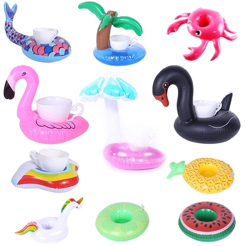 Portavasos inflable con forma de flamenco y unicornio para piscina, soporte flotante para baño, piscina, juguete, decoración para fiestas, posavasos para Bar ► Foto 1/6