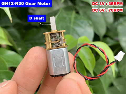 GA12-N20-Mini Motor de engranaje N20 de velocidad lenta, Motor de engranaje de Metal completo, eje D, cerradura de puerta de coche Robot, CC 3V-6V 70RPM ► Foto 1/5