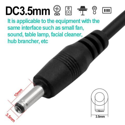 1 Uds USB a DC * 3,5*1,35mm agujero redondo Mini altavoz Cable de carga 5V Cable de alimentación 3,5mm Cable de carga para ventilador USB Lámpara USB ► Foto 1/6