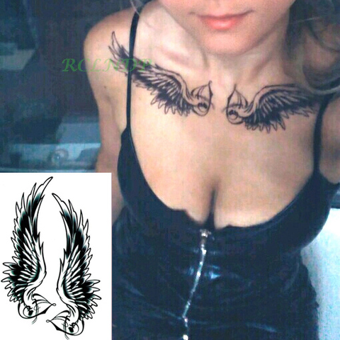 Impermeable etiqueta engomada del tatuaje temporal divina alas de Ángel tatuaje pegatinas flash tatuaje tatuajes falsos para niñas, mujeres, señoras 7 ► Foto 1/6