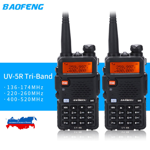 2022 BaoFeng UV-5R Tri-banda BF-R3 UV-5RX3 Walkie Talkie 136-174Mhz 220-260Mhz 400-520Mhz Amateur jamón portátil (2 uds) ► Foto 1/5