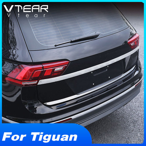 Vtear para VW Tiguan 2022-2017 trasera maletero puerta Exterior molduras de acero inoxidable accesorios de acero de la puerta trasera de protección ► Foto 1/6