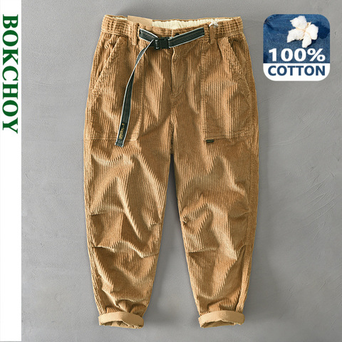 Pantalones de pana de algodón puro para hombre, pantalón largo de franela gruesa, informal, Color sólido, GML04-Z326 ► Foto 1/5