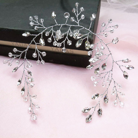 Venda del pelo de la novia blanco de cristal diadema de boda Accesorios nupciales para el cabello adornos para diadema boda diademas para peinetas para novia ► Foto 1/6