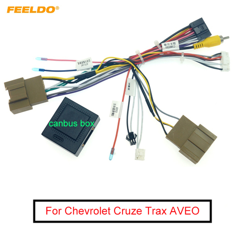 FEELDO-arnés de cableado de Audio para coche, adaptador de cable de instalación estéreo de 16 pines con caja Canbus para Chevrolet Cruze Trax AVEO ► Foto 1/6