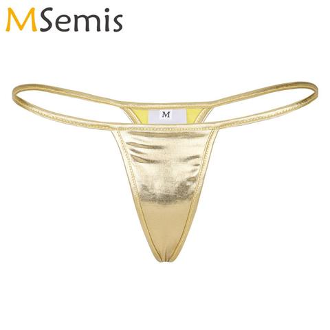 Tanga de microtanga para mujer, lencería Sexy de PVC metalizado brillante, ropa interior, Mini bragas ► Foto 1/6