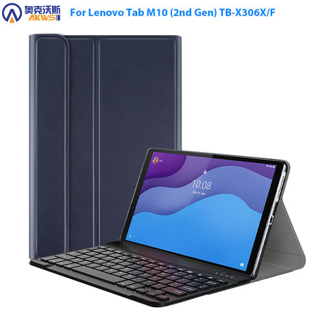 Funda de TPU suave para Lenovo Tab M10 HD de 2. ª generación, con teclado tb-x306 10,1 2022, Bluetooth teclado inalámbrico, soporte ► Foto 1/6