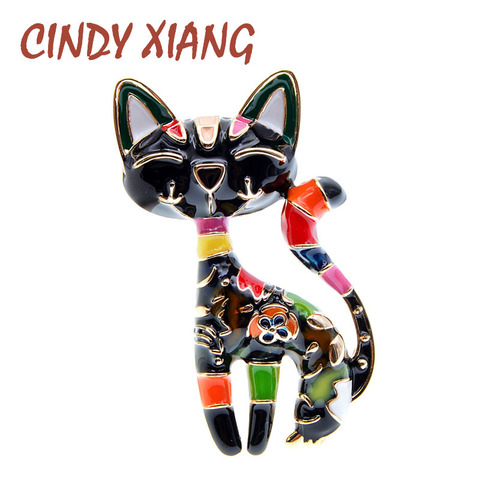 CINDY XIANG-broche con pintura de gato esmaltada, Unisex, para caballero, Pin, diseño de Animal, joyería en 2 colores ► Foto 1/6