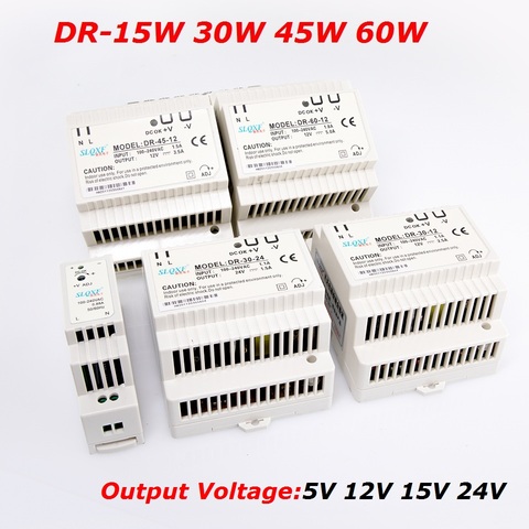 15W 30W 45W de salida única de 60W 5V 12V 15V 24V Industrial carril Din interruptor de suministro de energía DR-15 DR-30-DR 45 DR-60 -5/12/15/24 ► Foto 1/6