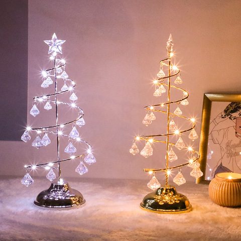 Árbol de cristal de Espiral de LED con luz nocturna, decoración de escritorio para el hogar, boda, cumpleaños, decoración para fiestas, regalos de navidad ► Foto 1/6