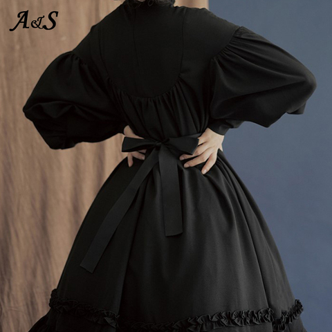 Vestido gótico Vintage de Lolita para mujer, vestido de princesa del palacio de estilo japonés, manga acampanada, bonito vestido de fiesta, disfraz de Cosplay ► Foto 1/6