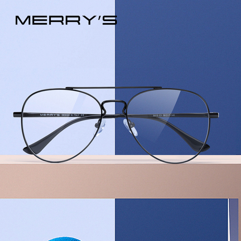 MERRYS-Montura de gafas clásicas de piloto para hombre y mujer, gafas graduadas para miopía, a la moda, S2413 ► Foto 1/6