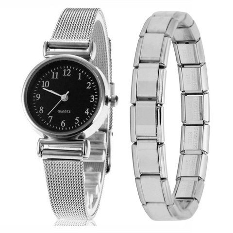 Hapiship-Reloj de acero inoxidable para hombre y mujer, pulsera con números romanos, regalo de cumpleaños, G005, 2022 ► Foto 1/6