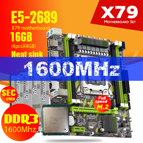 Juego de placa base X79 X79G con LGA2011, Combos Xeon E5 2689 CPU, 4 Uds. x 4GB = 16GB de memoria, radiador RAM DDR3 1600Mhz PC3 12800R ► Foto 1/6