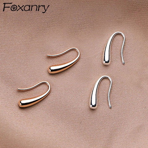 Foxanry minimalista 925 pendientes tipo botón de plata fina para las mujeres de moda elegante chapado en oro rosa joyería de la novia evitar Allergya ► Foto 1/6