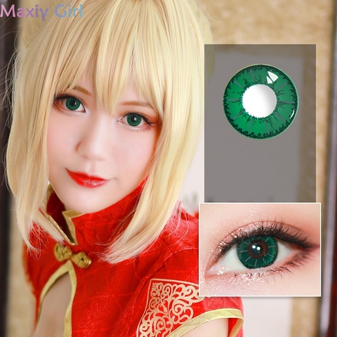 Lentillas de colores del diablo para Cosplay, Color verde, cosmética cómoda para Halloween, para uso del año ► Foto 1/6