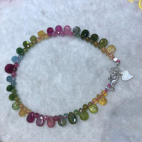 Pulseras de piedra Natural de turmalina con gotas de agua para mujer y niña, joyería de belleza, colorido, fino ► Foto 1/6