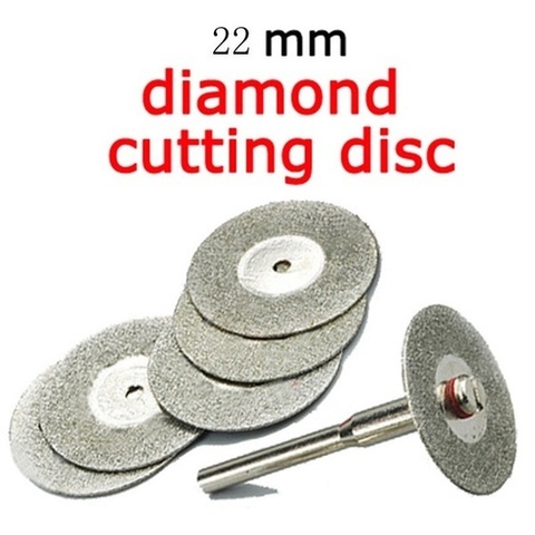 Cuchillas de corte de diamante de esmeril, brocas de corte de diamante de 22mm + 1 Mandril para Dremel, 5 uds. ► Foto 1/5
