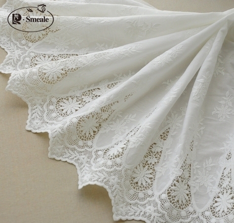 La simetría Bilateral blanco 100% de algodón bordado calado tela de encaje de la piel suave vestido de verano vestido de encaje de tela RS712 ► Foto 1/1