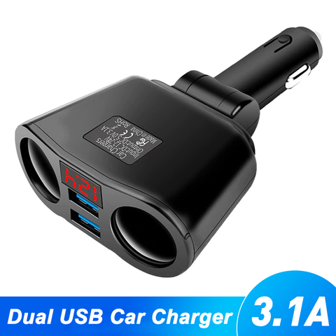 Divisor de encendedor de cigarrillos de coche, cargador de enchufe USB Dual 3.1A para coche de 12V-24V, SUV, camión, vehículo todoterreno y Minivan ► Foto 1/6