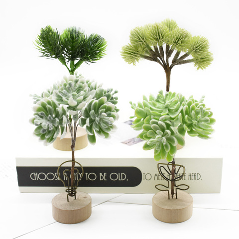 6 unidades de plantas artificiales agujas de pino suculentas plantas decorativas para el hogar Accesorios de Boda Verde Diy caja de caramelos de regalo broche ► Foto 1/6