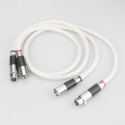 Cable de Audio de 16 hebras de OCC Chapado en plata de alta calidad de alta gama 8AG con cable equilibrado XLR de 3 pines de fibra de carbono, conector xlr ► Foto 1/1