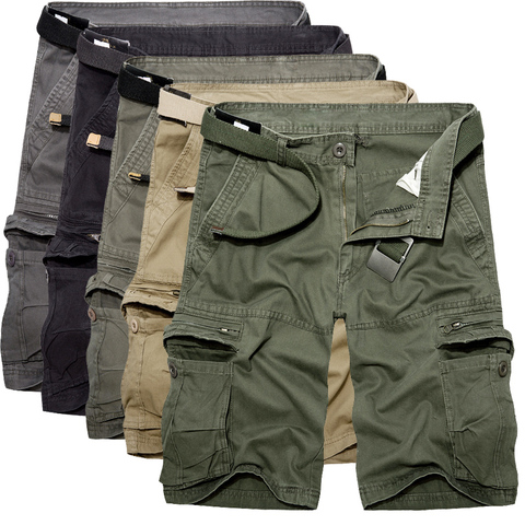 Pantalones cortos militares de algodón para hombre, Bermudas informales con bolsillos sueltos, color verde militar, 2022 ► Foto 1/6