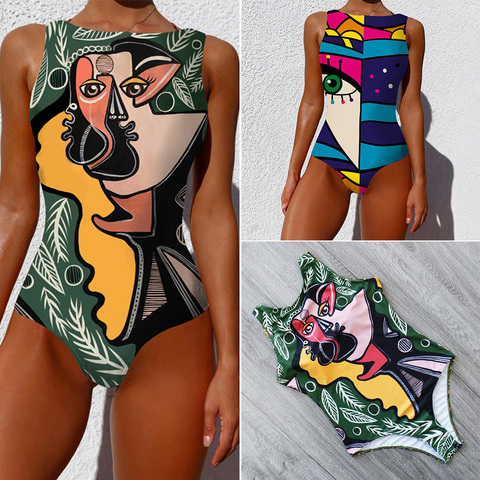 Bañador estampado de una pieza para mujer, ropa de baño Sexy, cerrada, de talla grande, de realce, estilo Vintage de flores, para playa y piscina, 2022 ► Foto 1/6