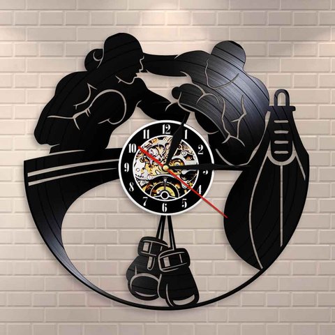 Guantes de boxeo para decoración de pared, para el hogar, boxeo, boxeo, Infighters, reloj de pared de discos de vinilo, bóxers deportivos de lucha, regalo ► Foto 1/6