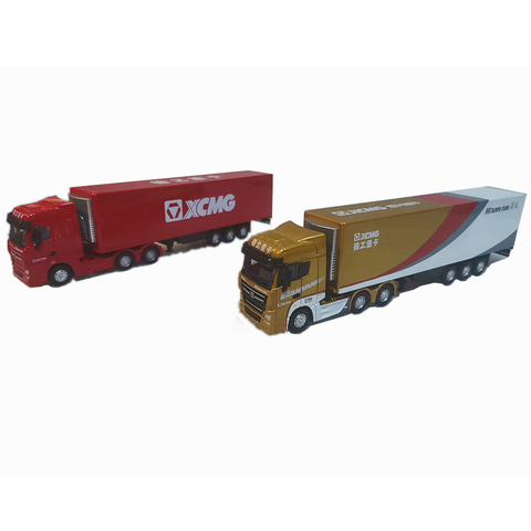Modelo de construcción a escala 1/87, camión pesado XCMG G900, contenedor, camión, Tractor, remolque, réplica de camión, color oro rojo ► Foto 1/6