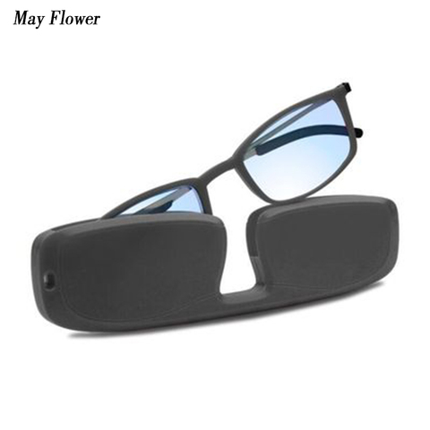 May-gafas de lectura antirayos con diseño de flor azul, anteojos de lectura para presbicia, cuadradas, ultrafinas, con estuche, marco de luz, para ordenador ► Foto 1/6