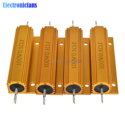 Carcasa metálica con potencia de aluminio de 100W resistencia bobinada Resistor 5% 0.1R 0.5R 1R 2R 6R 8R 10R 20R 100R 1K ohm resistencia de carcasa de aluminio ► Foto 1/6