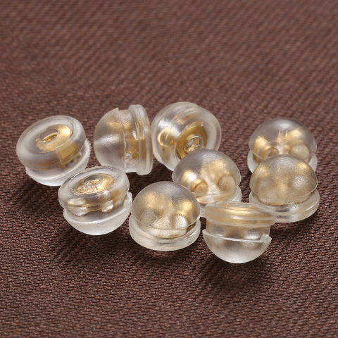 ZHUKOU-pendientes dorados de silicona y seta acolchados, accesorios para pendientes hechos a mano, 6 uds., 4,2x5mm, VE81 ► Foto 1/6