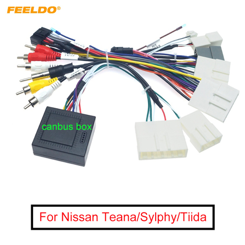 FEELDO-arnés de cables de alimentación para coche, dispositivo de Audio con 16 Pines, Android Adaptador de Cable de alimentación, con caja Canbus, para Nissan Teana/Sylphy/Tiida ► Foto 1/5