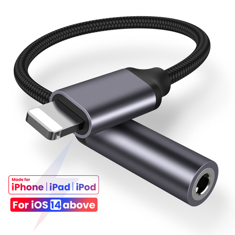 Cable auxiliar de 8 pines a 3,5mm para iPhone 11 Pro 12, adaptador macho a hembra, Conector de auriculares, divisor de Audio para iOS 14 ► Foto 1/6