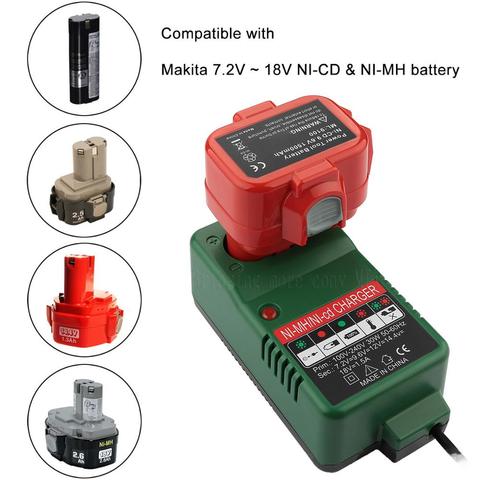 Cargador de batería para Makita 6010D 6261D 6226DWE 6270D 6270DWE 6271D 6271DWE cargador de repuesto 7,2 V 9,6 V 12V 12V 14,4 V 18V ► Foto 1/6