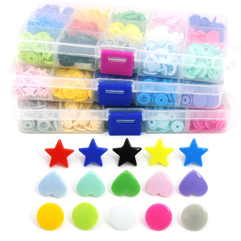 150Sets T3/T5 botón a presión para niños en caja botones de plástico para ropa redondo/corazón/estrella botones de presión KAM broches DIY ► Foto 1/6