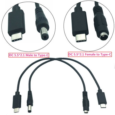 DC 2,1 de 5,5mm jack macho/hembra de tipo C USB 3,1 cable macho DC adaptador de conector de alimentación de CC a tipo c 3A 0,2 M ► Foto 1/5